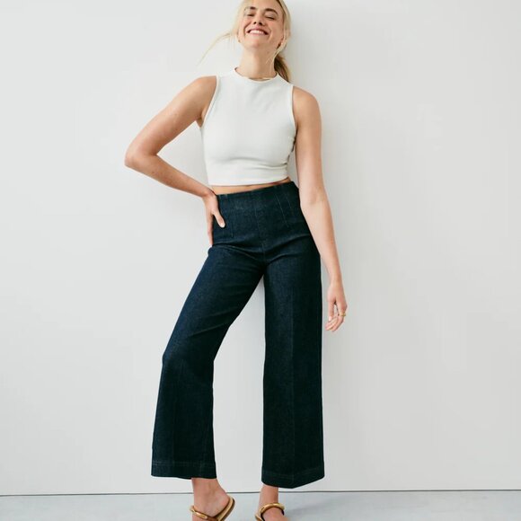 SPANXshape™ EveryWear Cropped Wide-Leg Jeans Raw Indigo / Petite / S - Picture 1 of 4